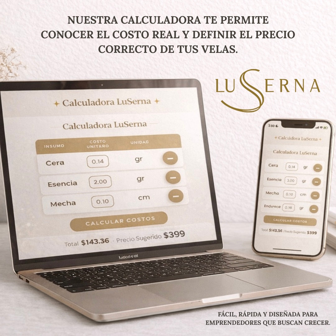 Calculadora profesional para costo y precio de velas